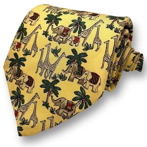 SALVATORE FERRAGAMO Men’s Vintage Designer Whimsical Animal Motif 100% Silk Tie